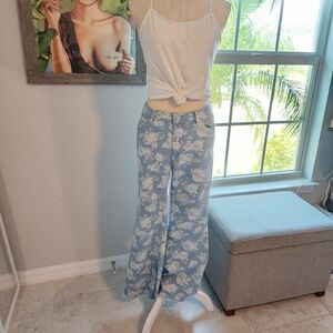 Madden NYC Floral Denim Flare Hem Jeans